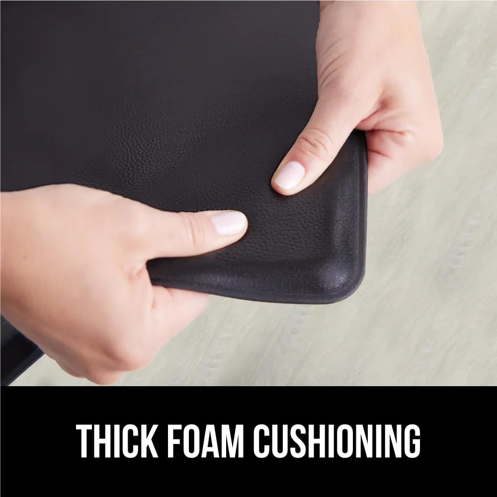 GORILLA GRIP Set of 2 Soft Anti Fatigue Mats for Kitchen Floor, Stain and Scratch Resistant, Soft Ergonomic Standing Office Desk Mat, Supportive Memory Foam Rug, 17x24   17x48, 1/2 Inch Thick, Black
