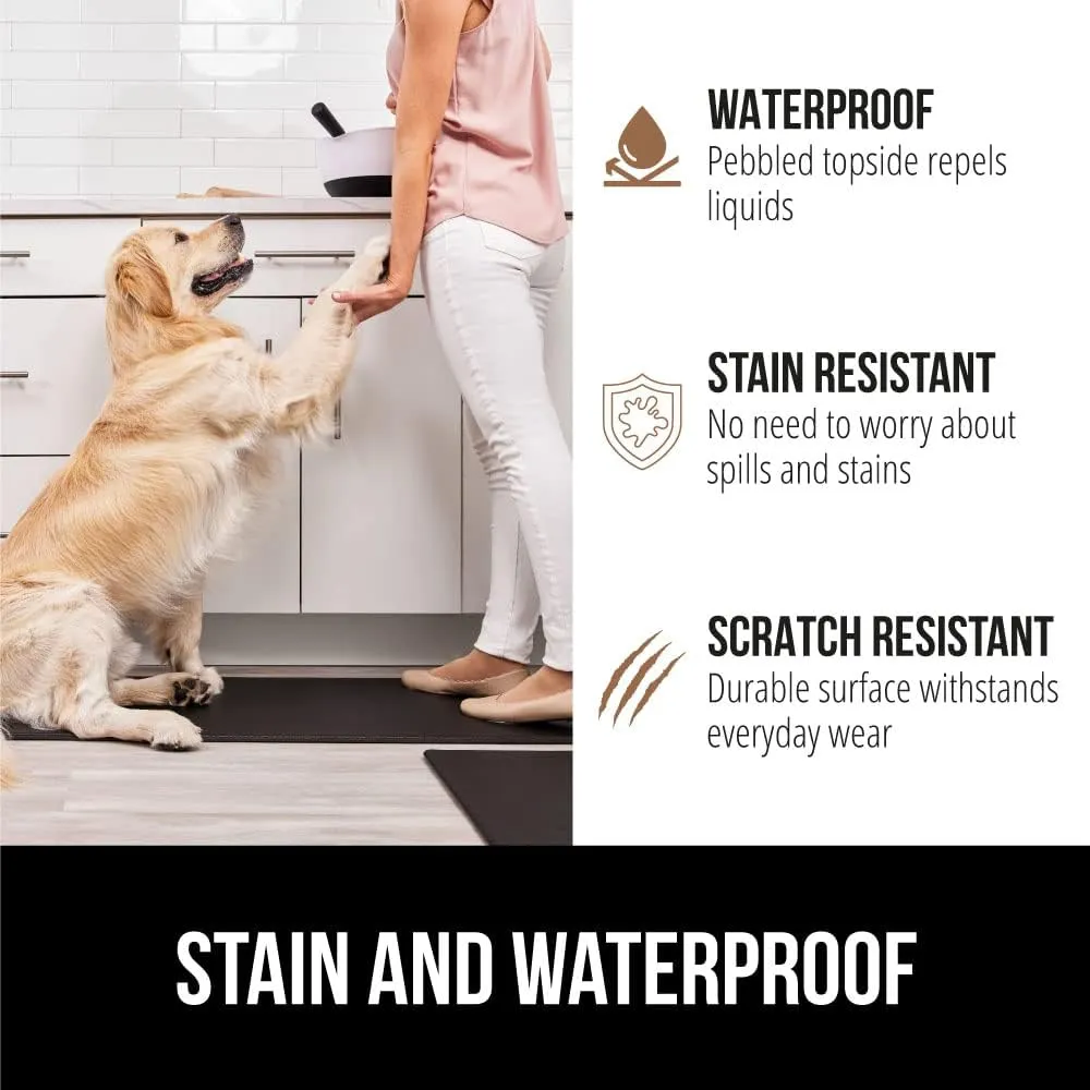 GORILLA GRIP Set of 2 Soft Anti Fatigue Mats for Kitchen Floor, Stain and Scratch Resistant, Soft Ergonomic Standing Office Desk Mat, Supportive Memory Foam Rug, 17x24   17x48, 1/2 Inch Thick, Black