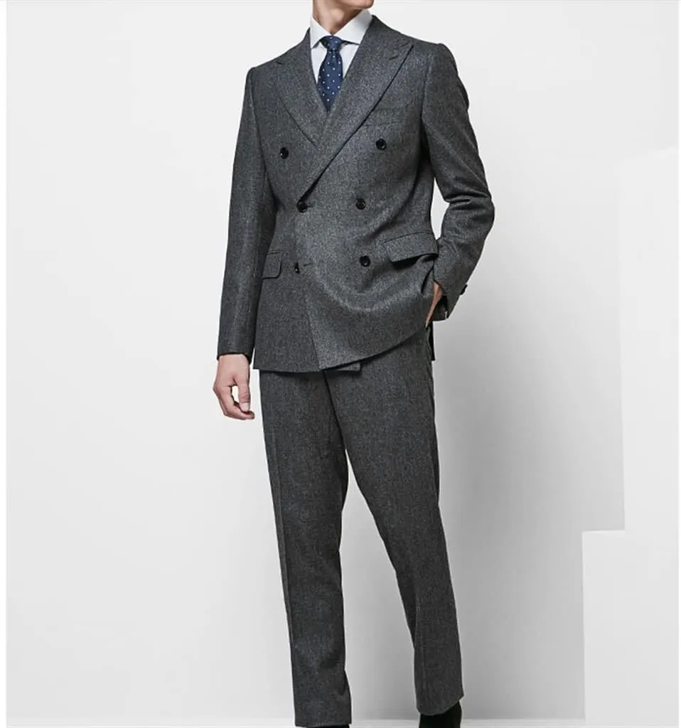 Gray Men's Suit Set Business Casual Formal Men Suits Dress Gentleman Mens Work Slim Blazers