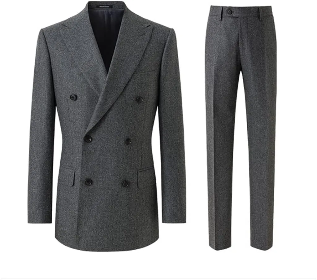 Gray Men's Suit Set Business Casual Formal Men Suits Dress Gentleman Mens Work Slim Blazers