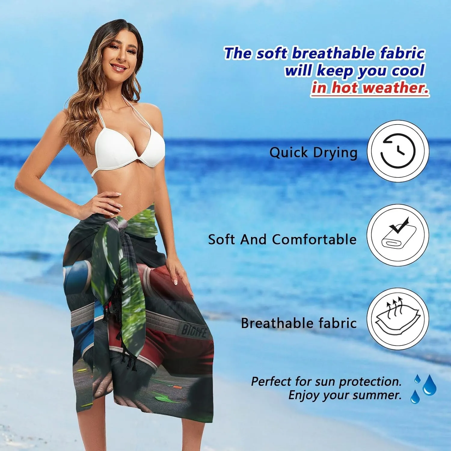 Green Marble Texture on Sarong Cover Up, Fringe Sarong Wrap, Beach Sarong for Women, Summer Wrap