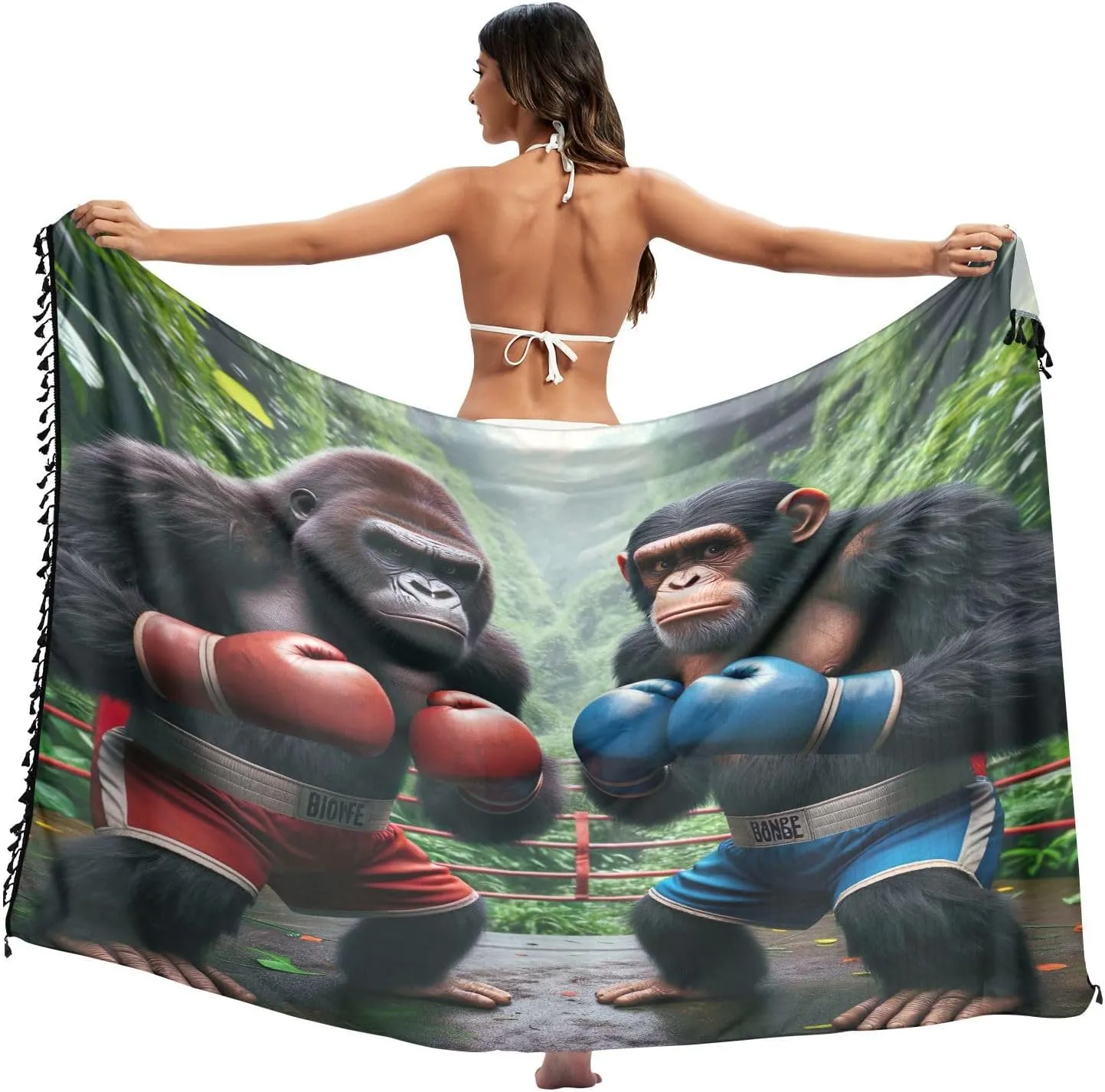 Green Marble Texture on Sarong Cover Up, Fringe Sarong Wrap, Beach Sarong for Women, Summer Wrap