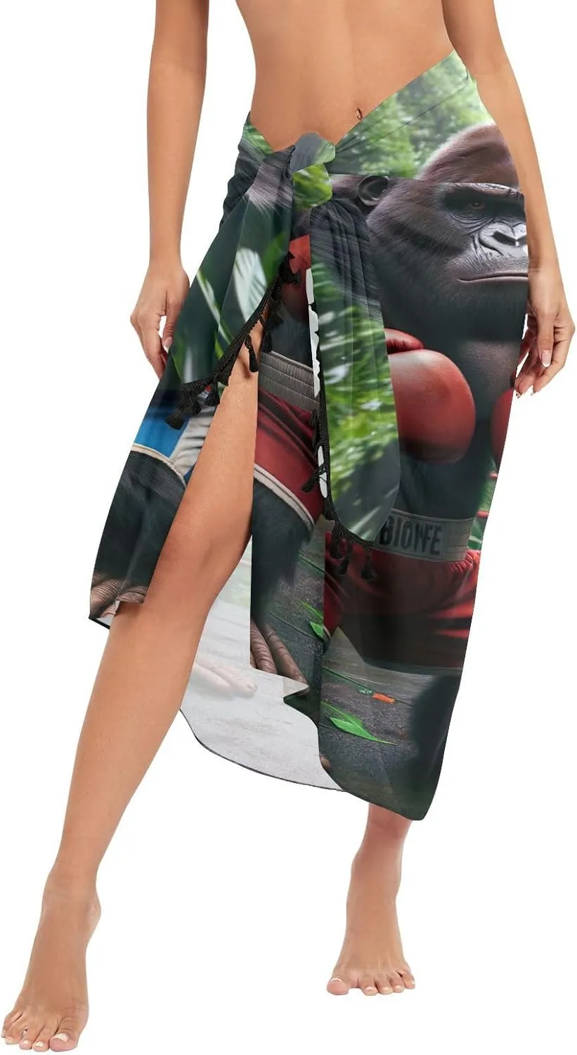 Green Marble Texture on Sarong Cover Up, Fringe Sarong Wrap, Beach Sarong for Women, Summer Wrap