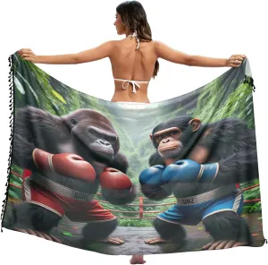 Green Marble Texture on Sarong Cover Up, Fringe Sarong Wrap, Beach Sarong for Women, Summer Wrap