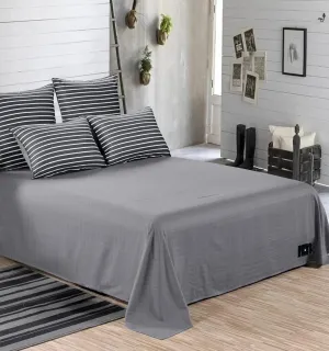 Grounding Sheets, Grounding Flat Sheets with 95% Nature Cotton  5% Silver Fiber - High Conductivity with Grounding Cord, Grounding Keep Good Sleep, Natural Healthy(Grey 35x90 inch)