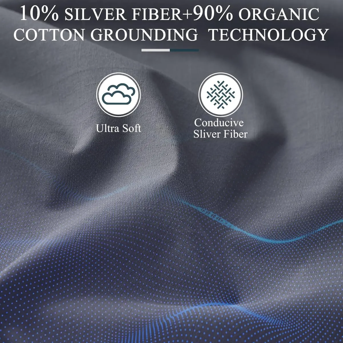Grounding Sheets, Grounding Mat for Bed Earth Grounded Sheet Pad 10% Silver Fiber 90% Organic Cotton, for Queen, King and All Mattress Sizes, with Outlet Tester & Cord 104"*24" (Smoky Grey)