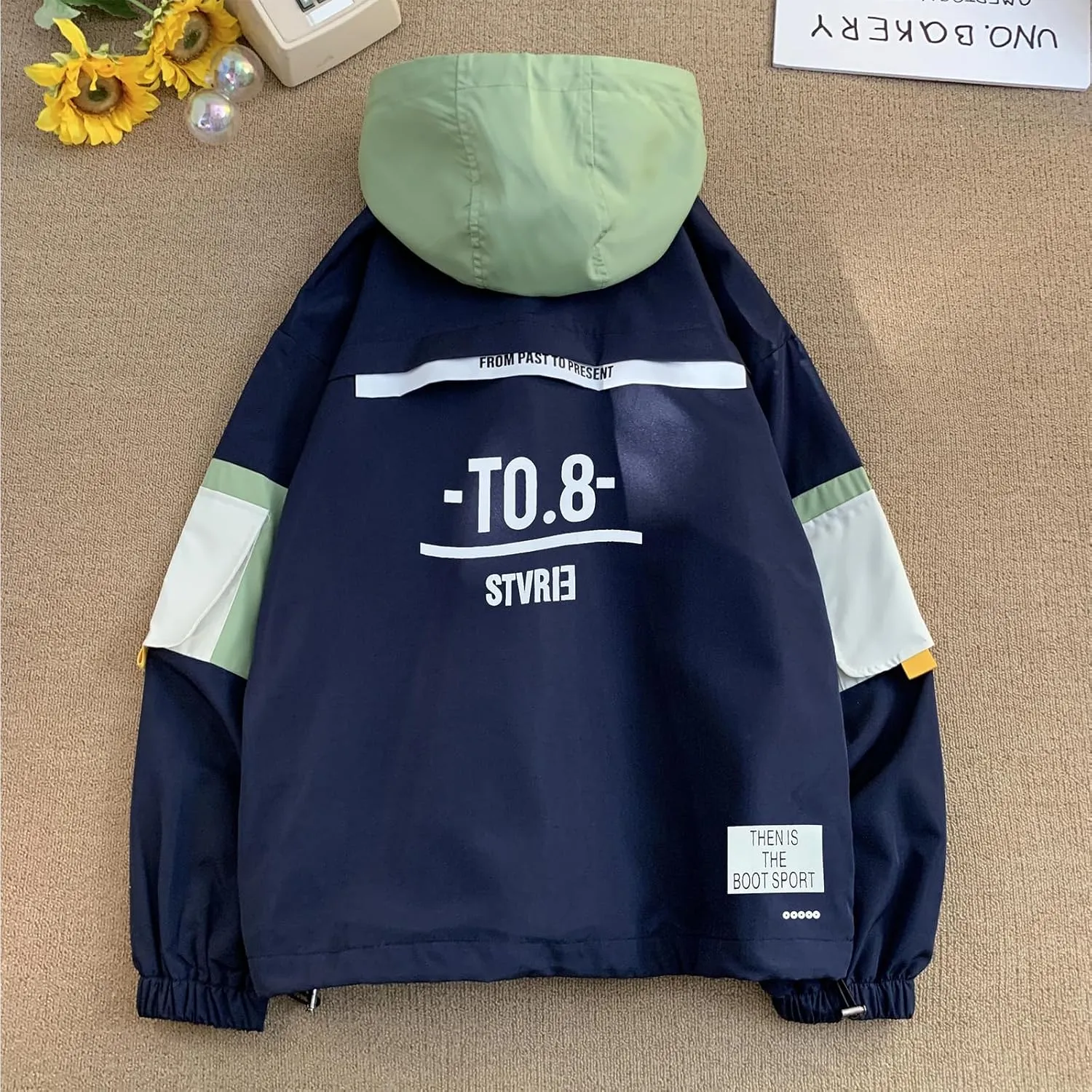 GURUNVANI Casual Hoodie Long Sleeve Hooded Jacket Color Block Pullover