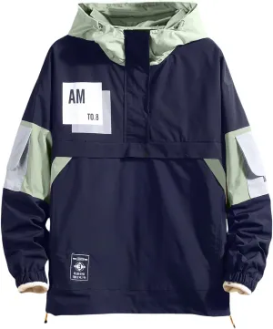 GURUNVANI Casual Hoodie Long Sleeve Hooded Jacket Color Block Pullover