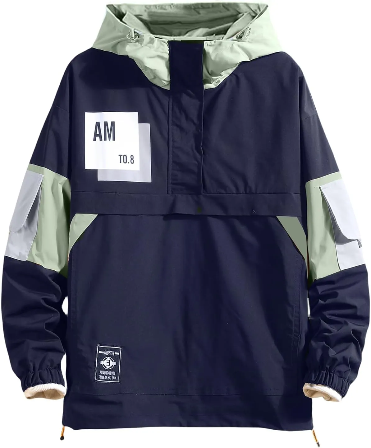 GURUNVANI Casual Hoodie Long Sleeve Hooded Jacket Color Block Pullover