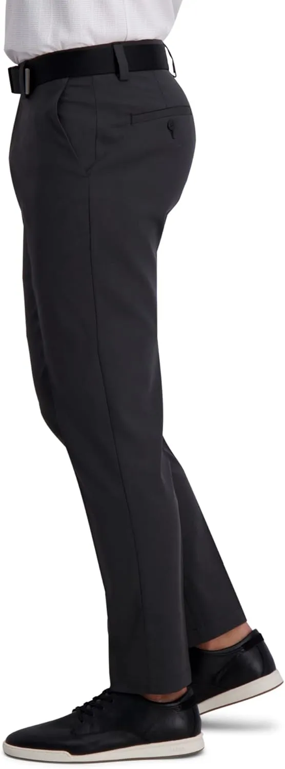 Haggar Men's Cool Right Performance Flex Stria Slim Fit Flat Front Pant