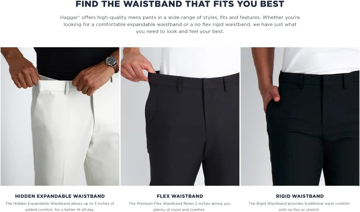 Haggar Men's The Active Series Slim/Straight Fit Flat Front Pant