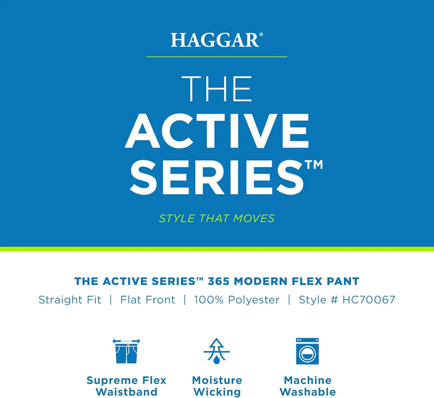 Haggar Men's The Active Series Slim/Straight Fit Flat Front Pant