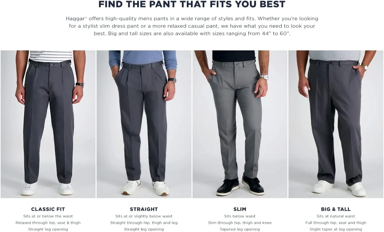 Haggar Men's The Active Series Slim/Straight Fit Flat Front Pant