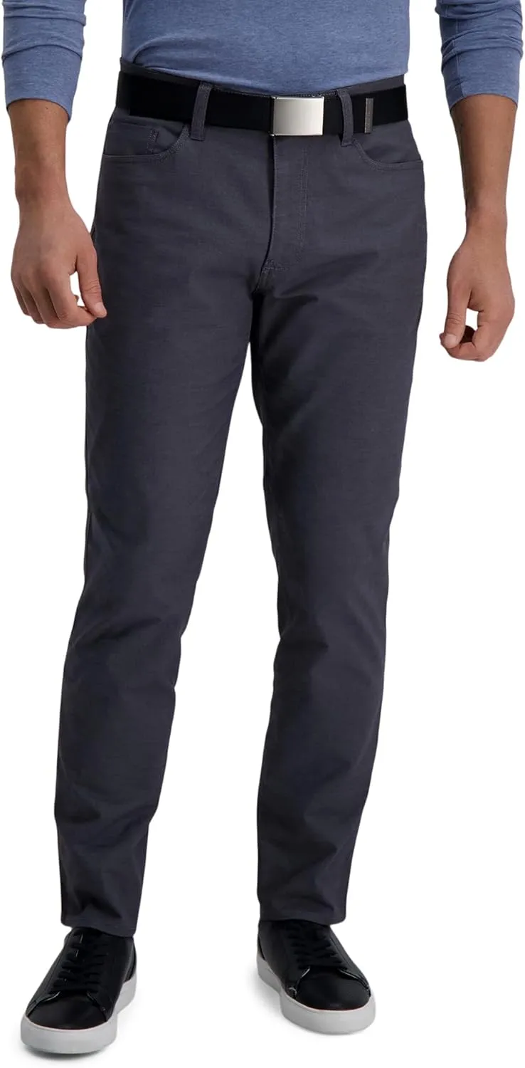 Haggar Men's The Active Series Slim/Straight Fit Flat Front Pant