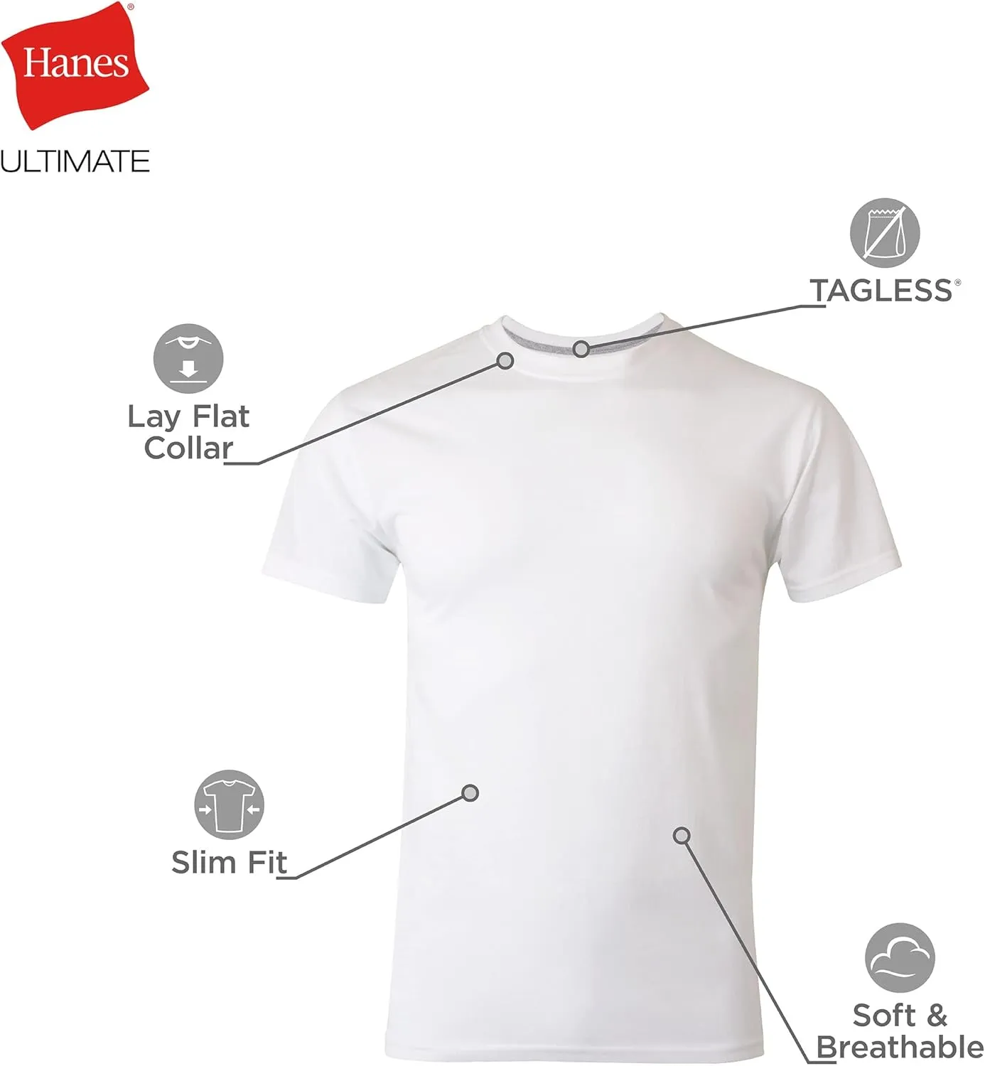 Hanes Men's Fresh Iq Slim Fit Crew Undershirt, 4-pack
