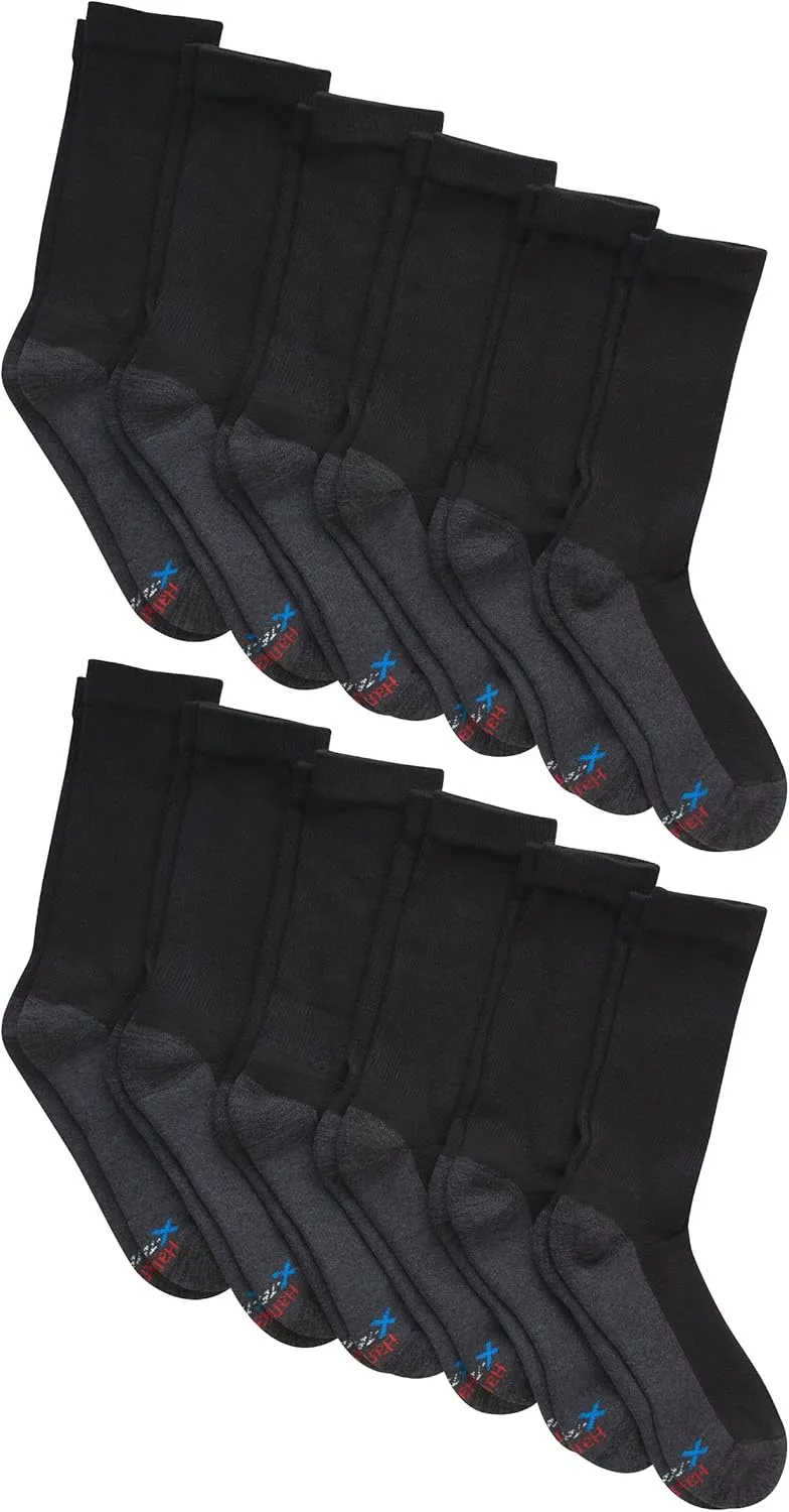 Hanes Men's Hanes Men's Socks, X-temp Cushioned Crew Socks, 12-pack