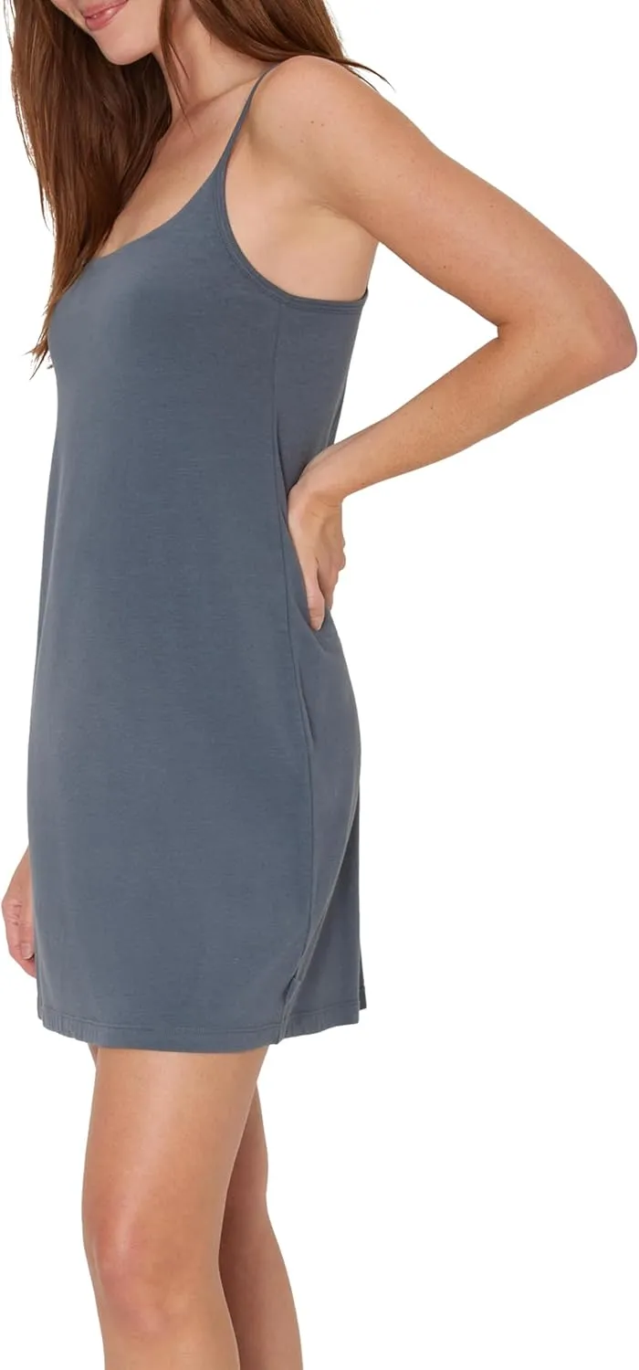 Hanes Women's Originals, Comfywear Supersoft Sleep Slip Dress with Built-in Shelf Bra