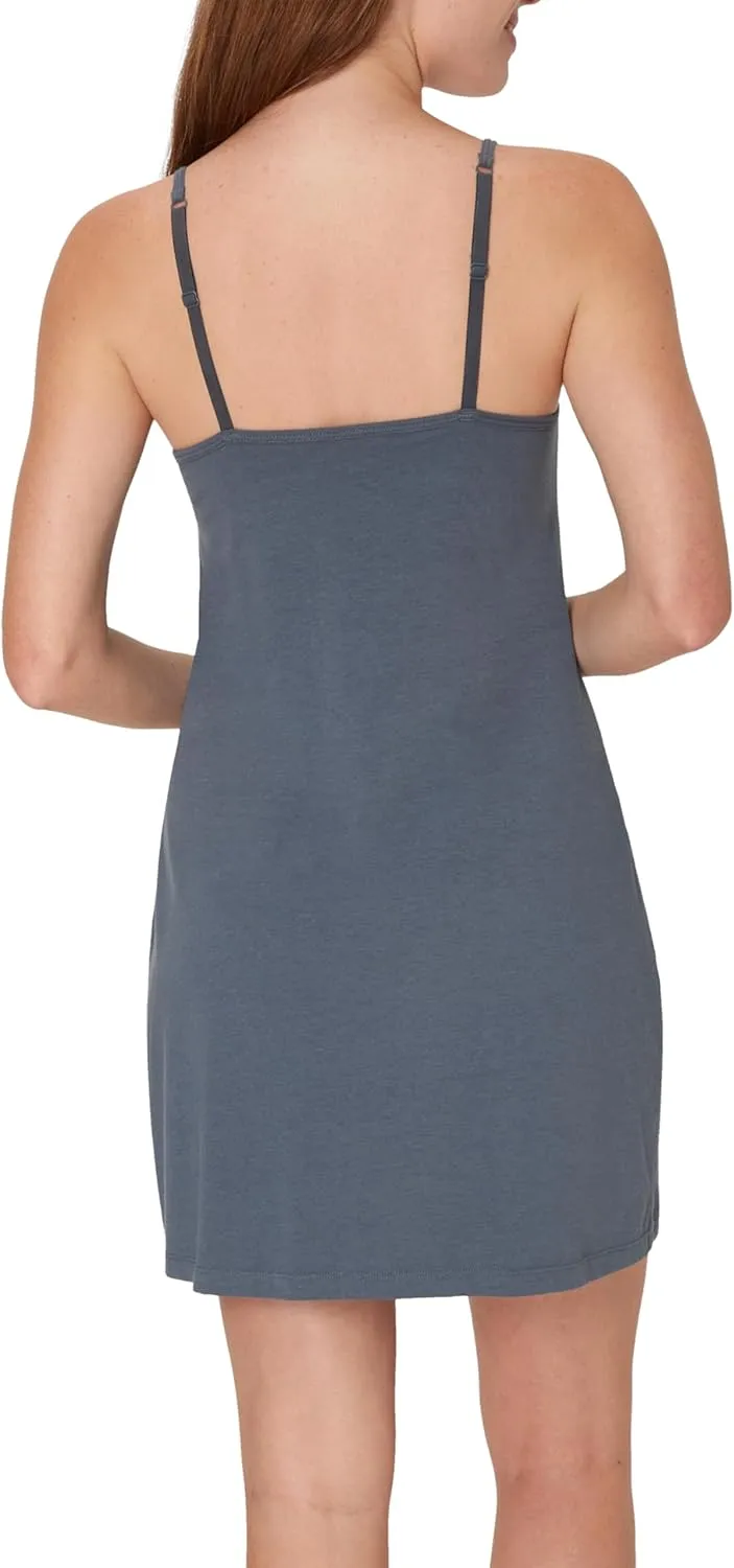 Hanes Women's Originals, Comfywear Supersoft Sleep Slip Dress with Built-in Shelf Bra