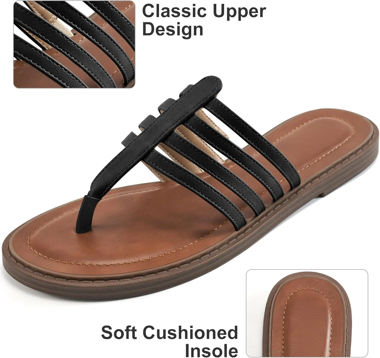HARENCE Womens Flats Sandals Dressy: Comfortable Summer Slip On Thong Flat Shoes Casual Beach Walking Slide Sandal