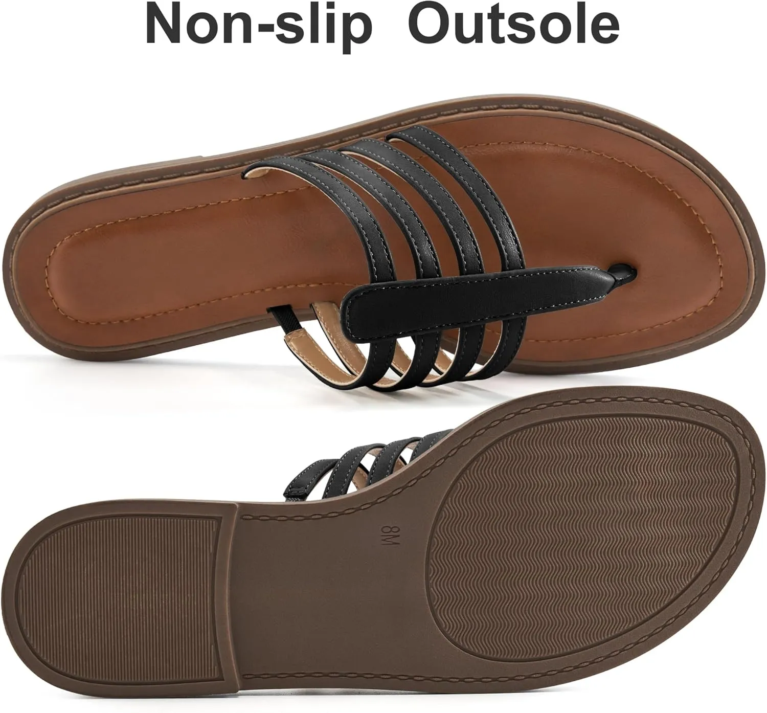 HARENCE Womens Flats Sandals Dressy: Comfortable Summer Slip On Thong Flat Shoes Casual Beach Walking Slide Sandal