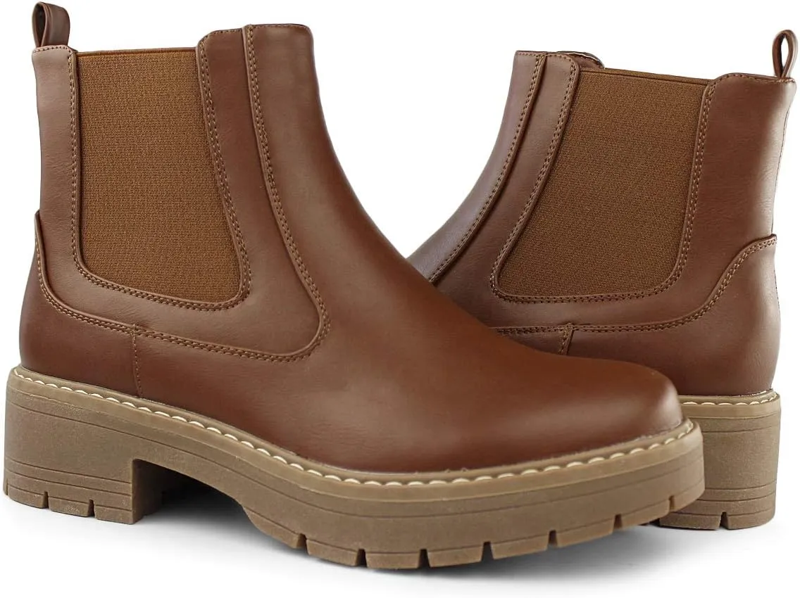 Hawkwell Women's Slip On Chunky Heel Ankle Chelsea Boot