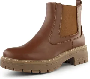 Hawkwell Women's Slip On Chunky Heel Ankle Chelsea Boot