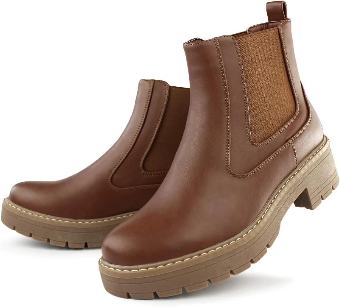 Hawkwell Women's Slip On Chunky Heel Ankle Chelsea Boot
