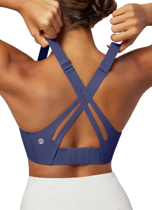 Heathyoga Medium-High Support Sports Bras for Women Molded Cup Adjustable Strappy Sports Bra Supportive Bras for Yoga