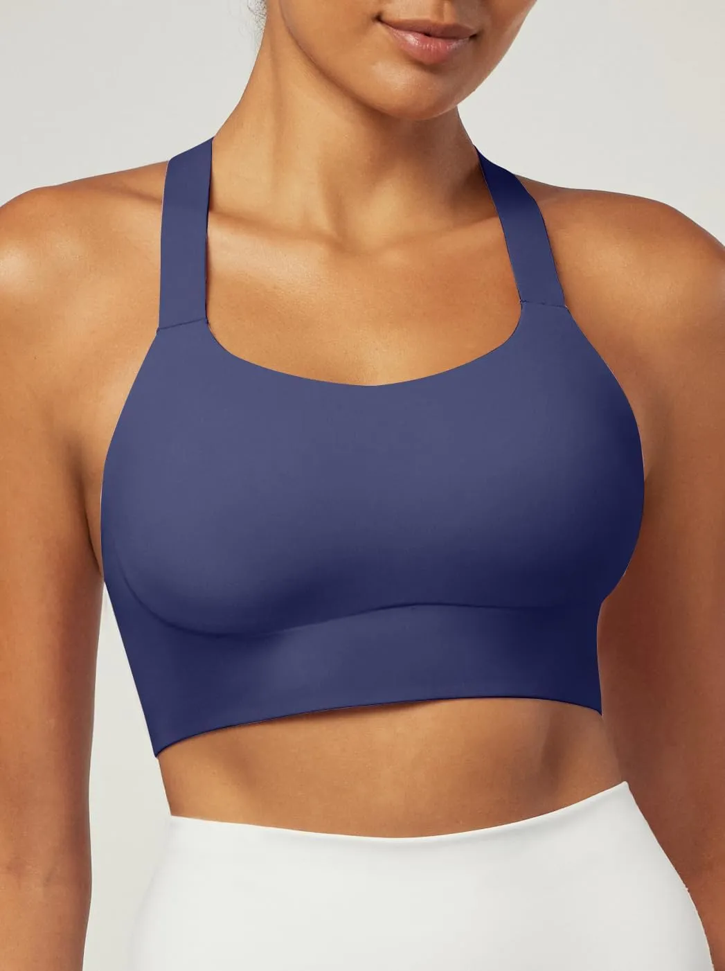 Heathyoga Medium-High Support Sports Bras for Women Molded Cup Adjustable Strappy Sports Bra Supportive Bras for Yoga