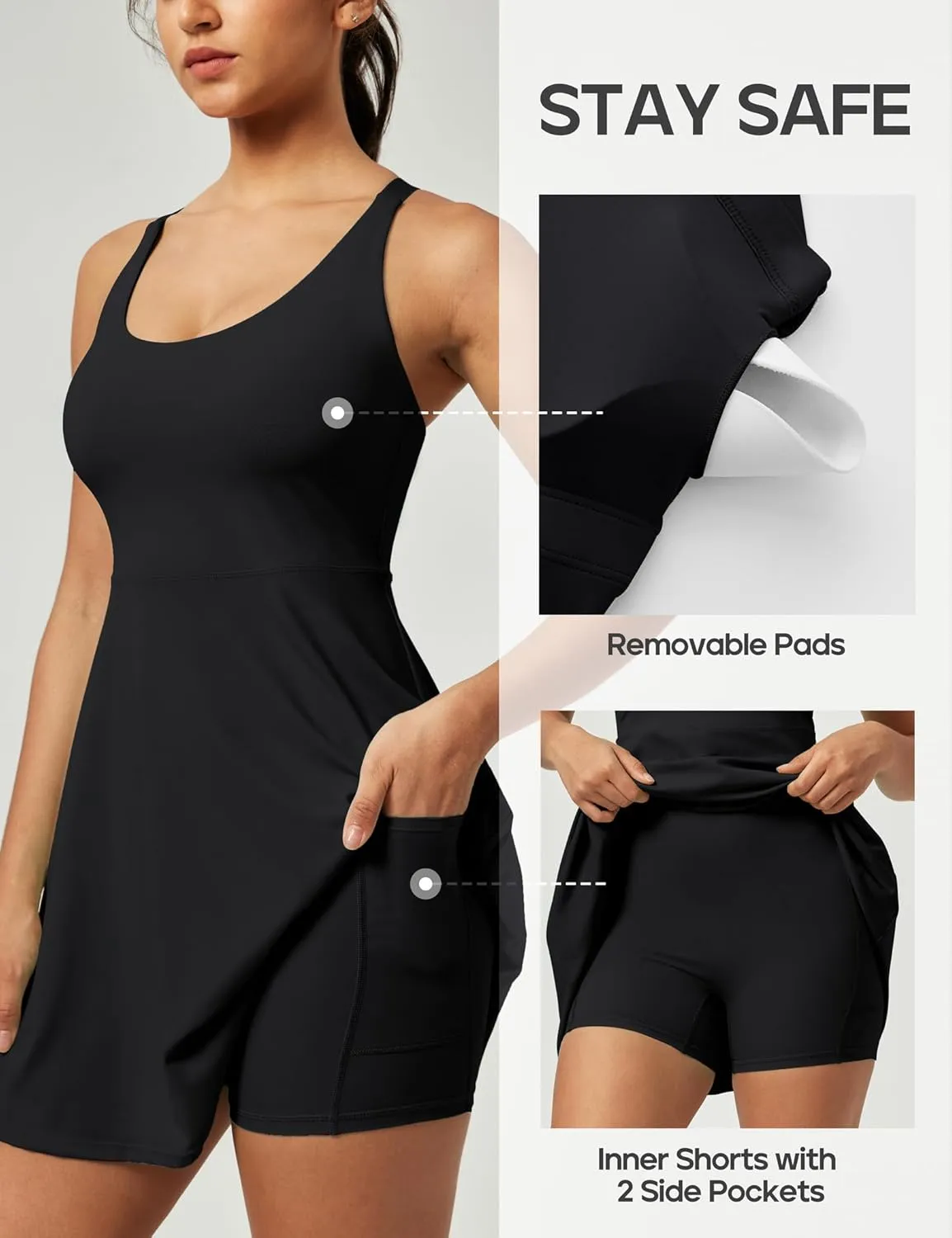 Heathyoga Tennis Dresses for Women Athletic Dress with Shorts Underneath Workout Dress with Pockets Summer Golf Outfits