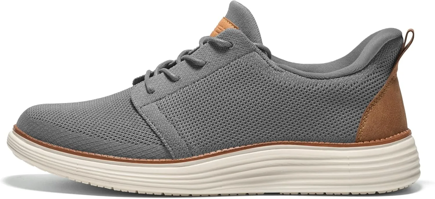 HEEZ Men's Fashion Sneakers, Breathable Oxford Shoes for Men, Lightweight Comfortable Walking Shoes, Anti-Slip TPR Outsole, Knit Fabric Upper