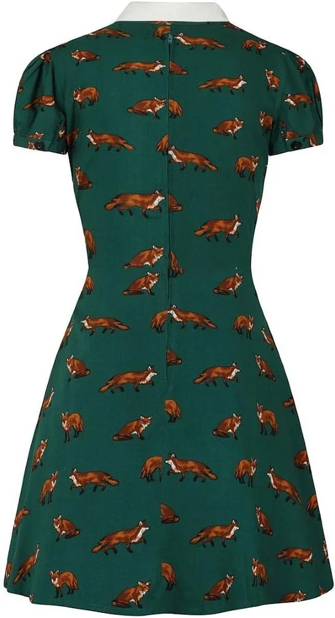 Hell Bunny Vixey Fox Print Retro Style Tea Dress
