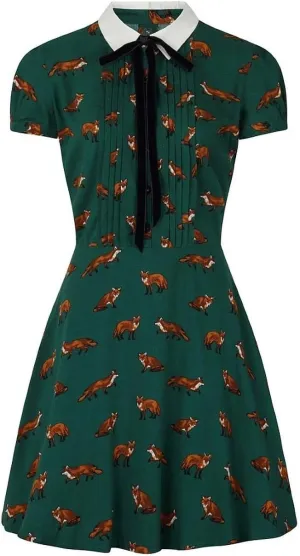 Hell Bunny Vixey Fox Print Retro Style Tea Dress
