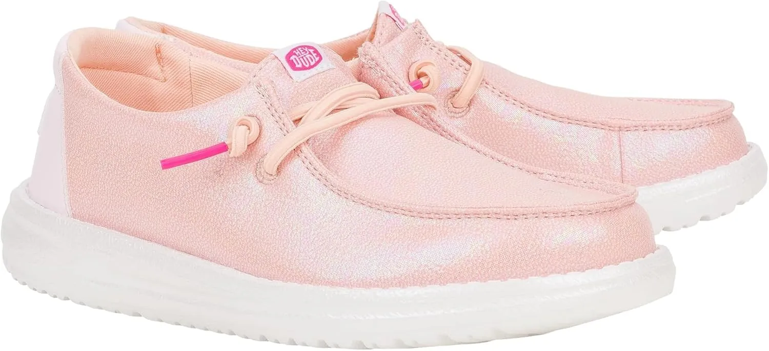 Hey Dude Kids Wendy Iridescent Sparkle (Little Kid/Big Kid) - Loafers for Kids - Canvas Upper - Cotton Lining