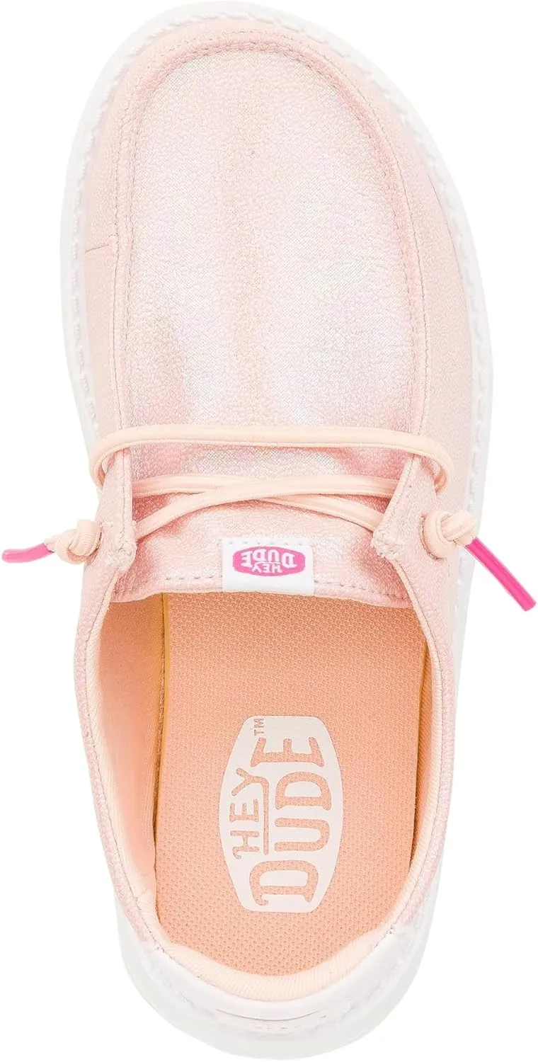 Hey Dude Kids Wendy Iridescent Sparkle (Little Kid/Big Kid) - Loafers for Kids - Canvas Upper - Cotton Lining