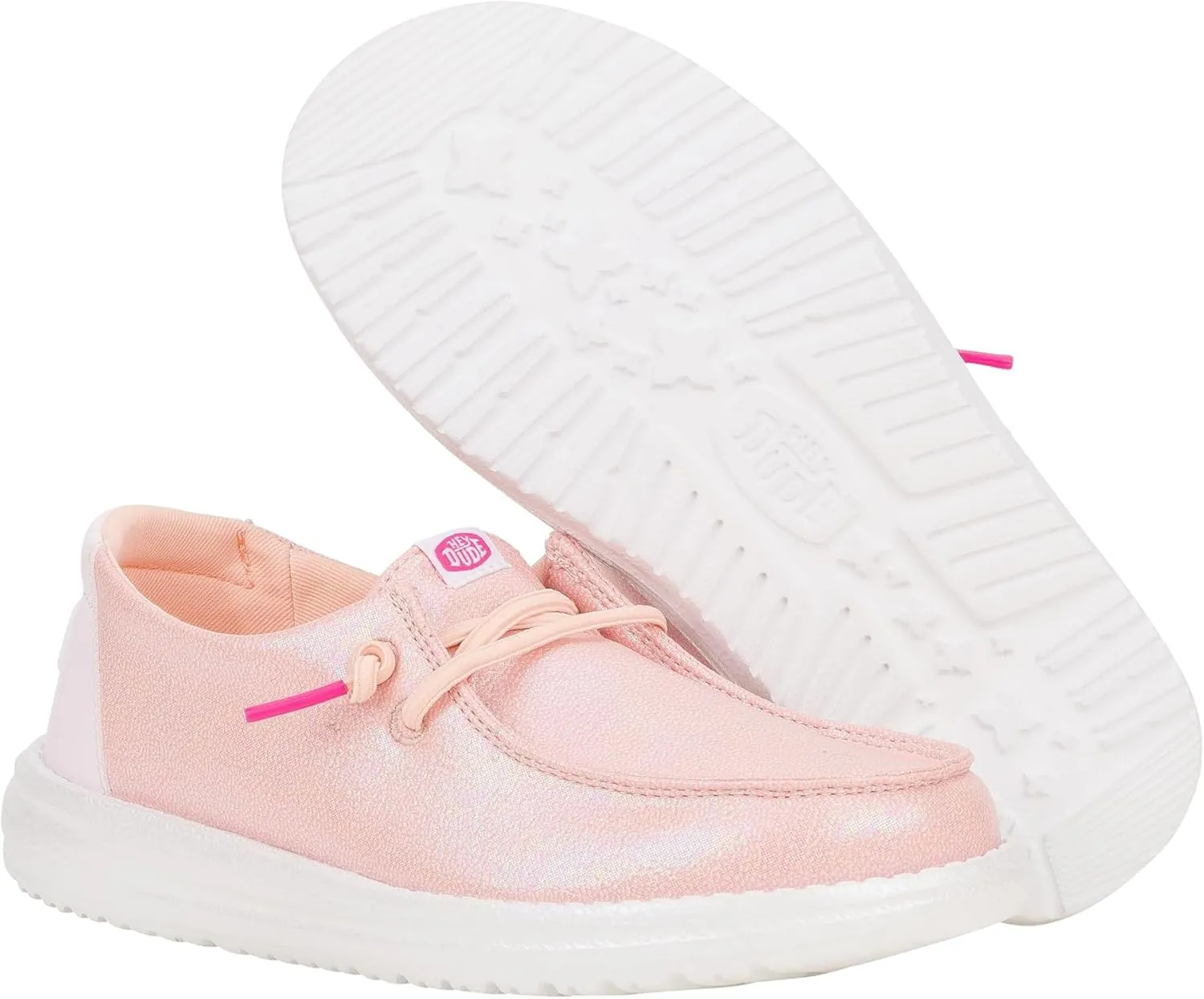 Hey Dude Kids Wendy Iridescent Sparkle (Little Kid/Big Kid) - Loafers for Kids - Canvas Upper - Cotton Lining