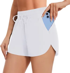 High Waisted Running Shorts for Women with Pockets, 2.5" Black Athletic Workout Gym Yoga Spandex Dolphin Shorts
