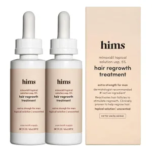 hims Topical Minoxidil Solution, 5% - Extra Strength Hair Growth Treatment for Men - Clinically Proven to Reduce Hair Loss in 3-6 Months - Unscented - 2 Pack, 2 Month Supply