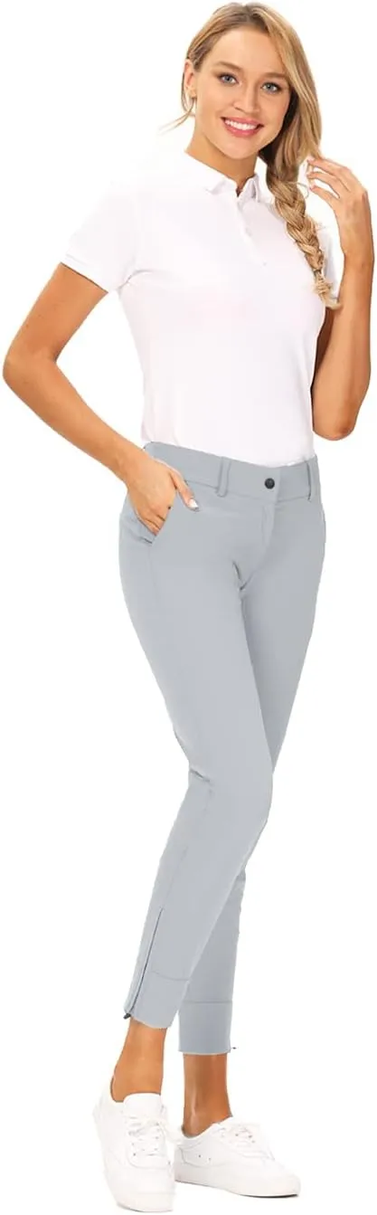 Hiverlay Womens pro Golf Pants Quick Dry Slim Lightweight Work Pants with Straight Ankle Also for Hiking or Casual Ladies