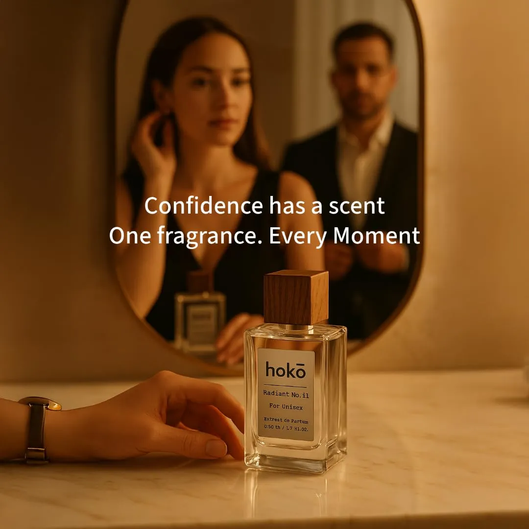 HOKO Radiant No. 11 – Premium Impression of Baccarat Rouge 540 | Extrait de Parfum, 1.7 Oz | Saffron, Jasmine, Cedarwood & Amber | Long-Lasting Inspired Unisex Perfume | Vegan, Paraben Free, Skin Safe
