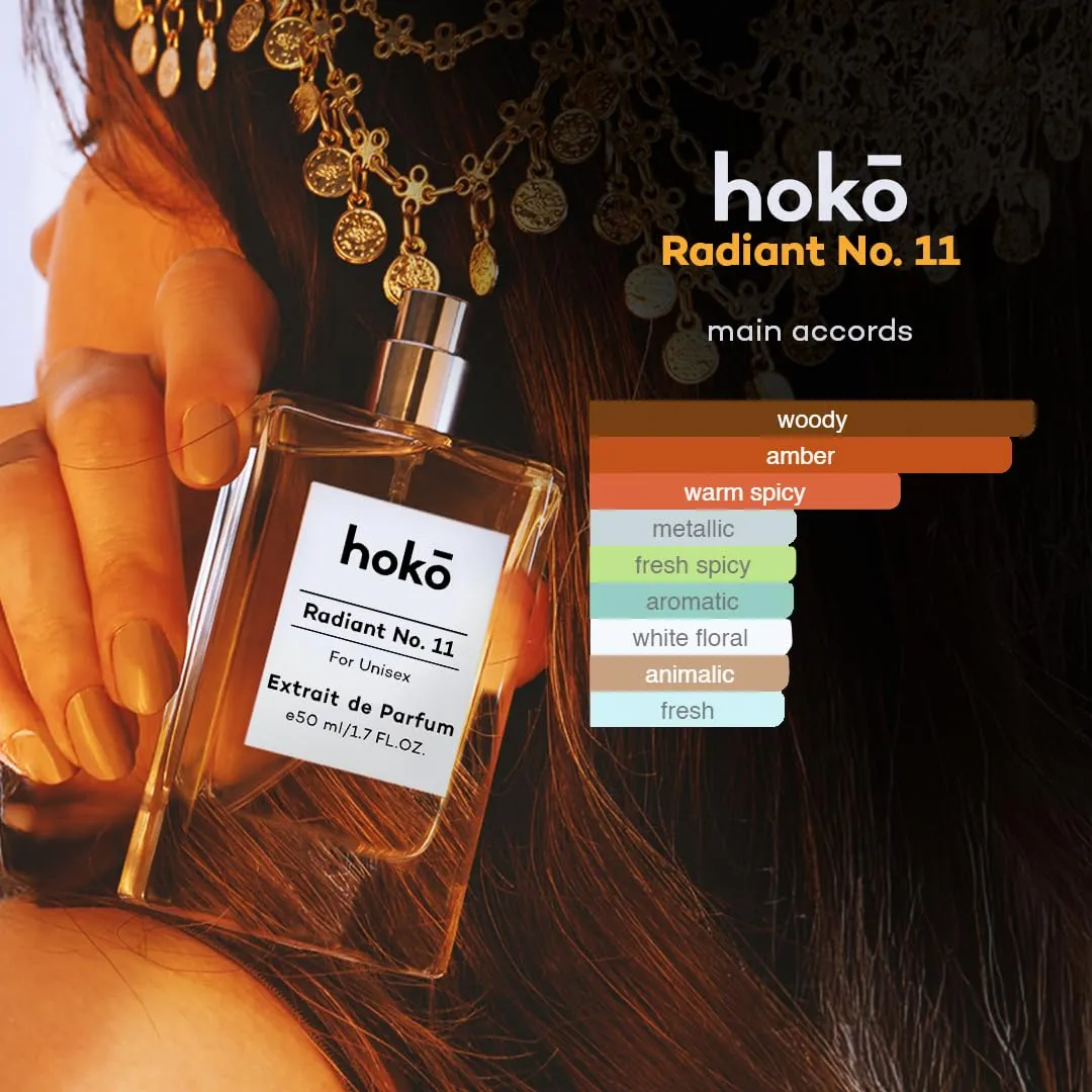 HOKO Radiant No. 11 – Premium Impression of Baccarat Rouge 540 | Extrait de Parfum, 1.7 Oz | Saffron, Jasmine, Cedarwood & Amber | Long-Lasting Inspired Unisex Perfume | Vegan, Paraben Free, Skin Safe