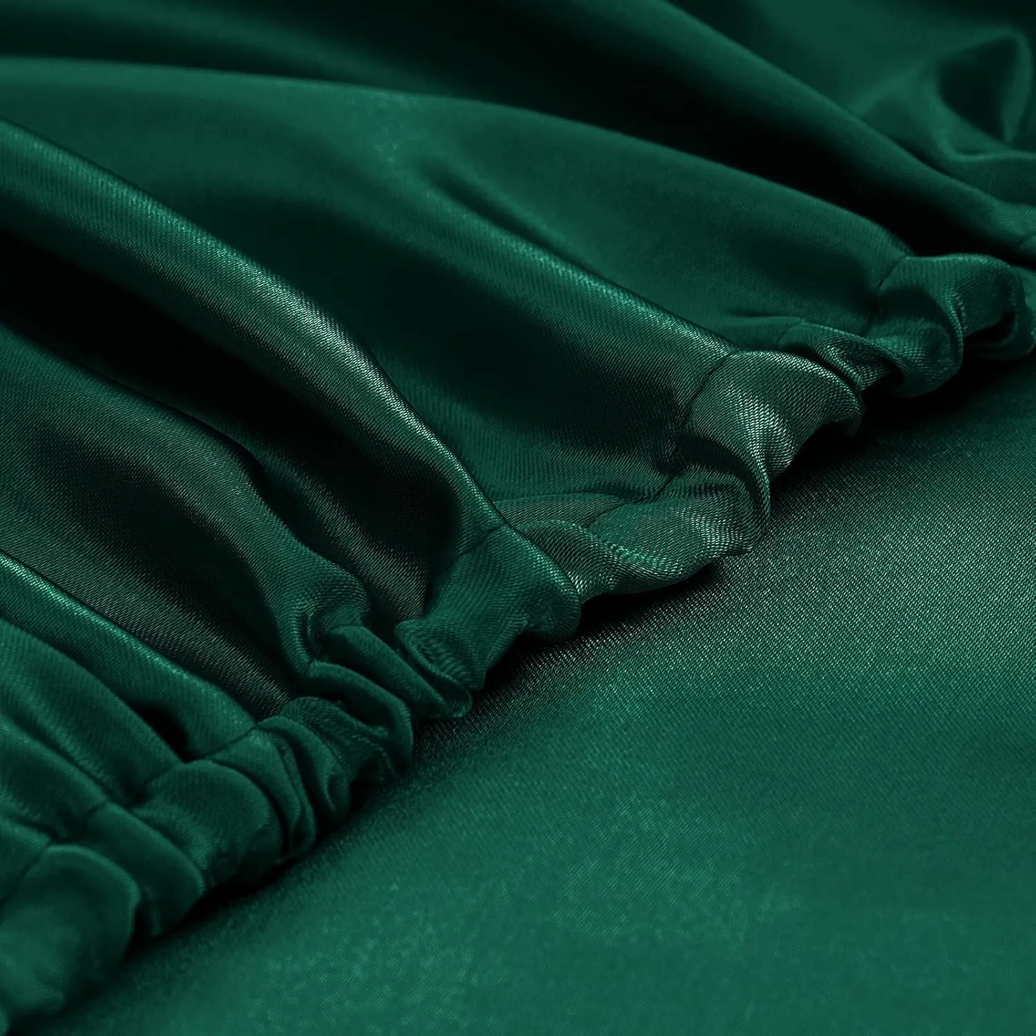 Homiest 4pcs Satin Sheets Set Luxury Silky Satin Bedding Set with Deep Pocket, 1 Fitted Sheet   1 Flat Sheet   2 Pillowcases (Queen Size, Blackish Green)