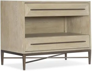 Hooker Furniture Cascade Two-Drawer Wood Nightstand with Open Shelf in Beige