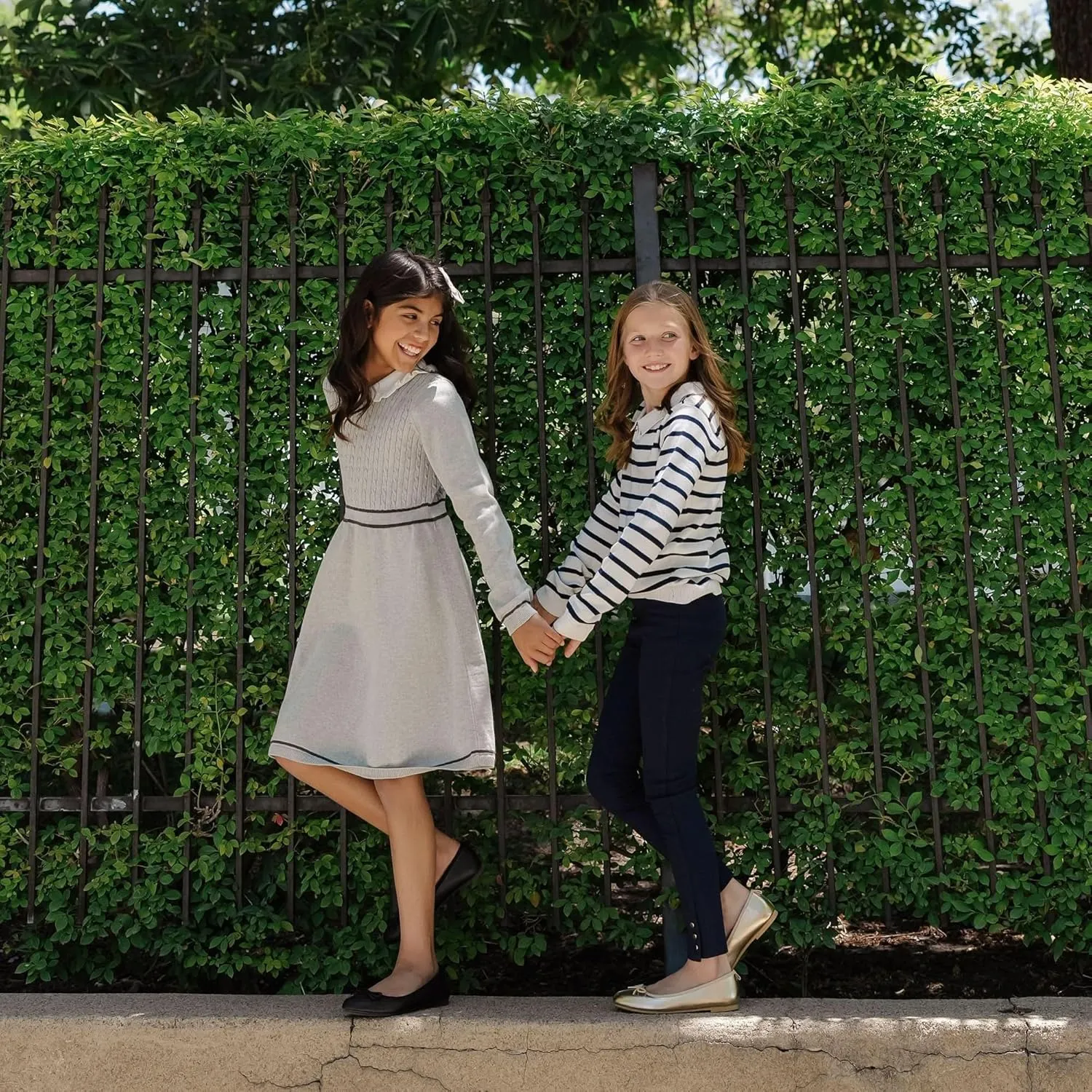 Hope & Henry Girls' Ponte Pants with Button Details