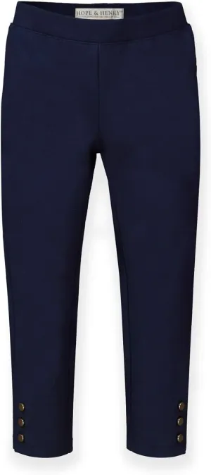 Hope & Henry Girls' Ponte Pants with Button Details