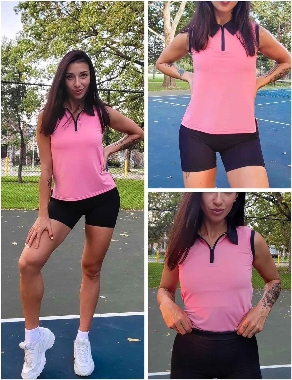 HOTLOOX Women Sleeveless Golf Polo Shirts Summer 2025 UPF 50  Zipper V Neck Tennis Tank Top S-XXL