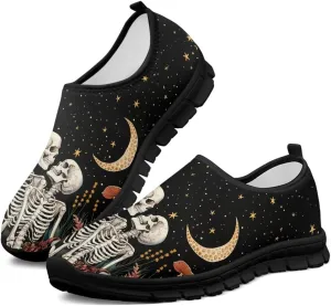 Howilath Skull Print Slip on Shoes for Men Casual House Shoes Running Sneakers Hands Free Shoes with Anti-Slip Sole
