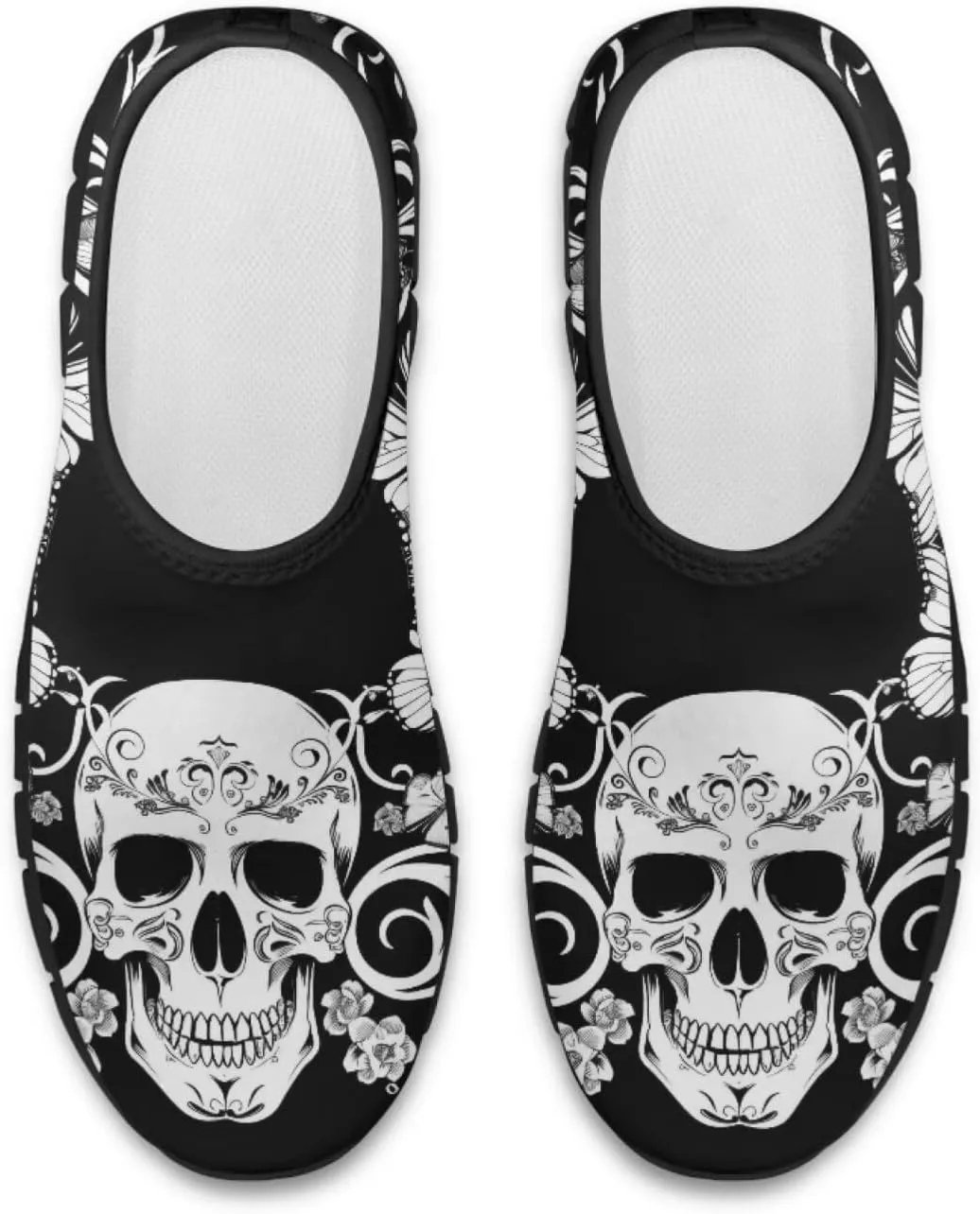 Howilath Skull Print Slip on Shoes for Men Casual House Shoes Running Sneakers Hands Free Shoes with Anti-Slip Sole