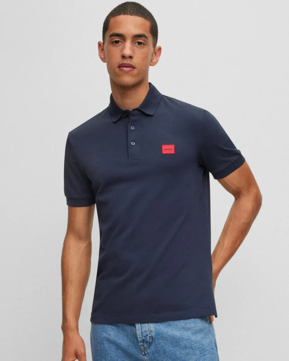 HUGO Dereso232 Mens Cotton-Piqué Slim-Fit Polo Shirt