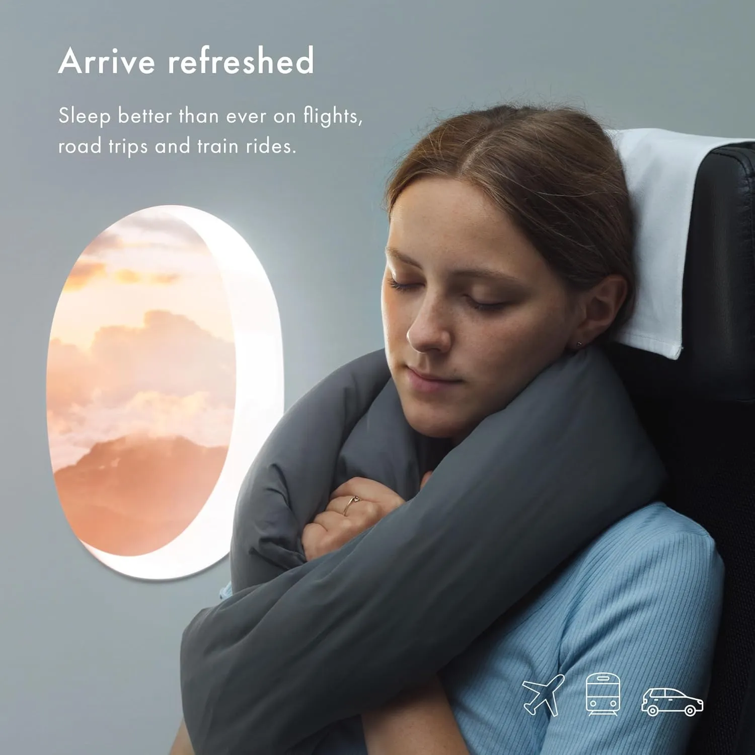 Huzi Infinity Pillow - Travel Neck Pillow - Versatile Soft 360 Support Scarf - Machine Washable - Home Travel Flight Road Trips Airplane Sleeping (Midnight Grey)